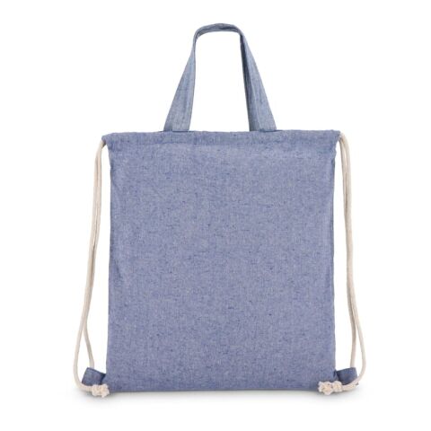 Sac cordelettes en coton recyclé 38x42cm Bleu / Blanc | sans marquage | non disponible | non disponible | non disponible