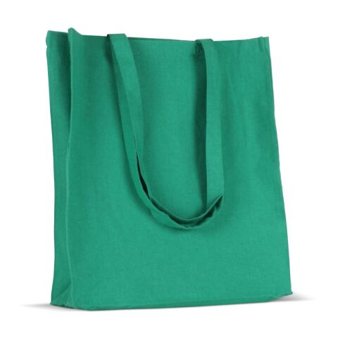 Sac en coton recyclé avec soufflet 140g/m² 38x10x42cm Vert foncé | sans marquage | non disponible | non disponible | non disponible