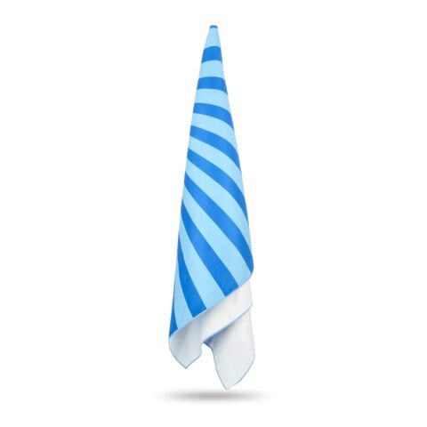 Serviette de plage R-PET à séchage rapide 100 × 180 cm, sublimation Bleu / Blanc | sans marquage | non disponible | non disponible