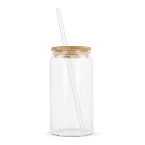 Verre avec couvercle en bambou et paille 450 ml Transparent | sans marquage | non disponible | non disponible | non disponible