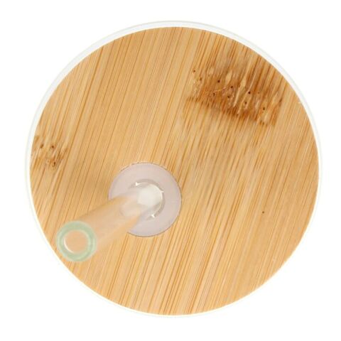 Verre avec couvercle en bambou et paille 450 ml Transparent | sans marquage | non disponible | non disponible | non disponible