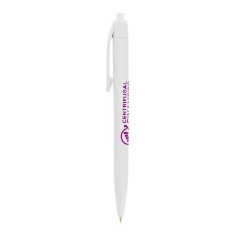Stylo Basic blanc | Sérigraphie 1 couleur | Corps-Centré clip | 24.00 mm x 40.00 mm