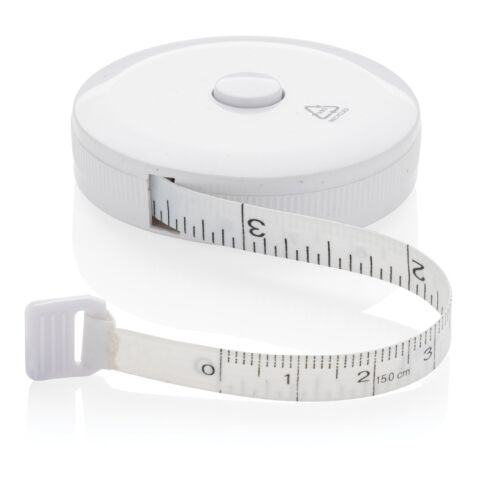 Mètre ruban de tailleur en plastique recyclé RCS blanc | sans marquage | non disponible | non disponible