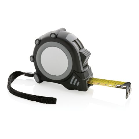 Mètre ruban Grip 5M/19mm en plastique recyclé RCS gris-noir | sans marquage | non disponible | non disponible