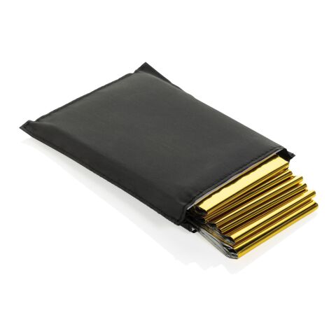 Couverture de secours dans une pochette en rPET RCS Solra noir | sans marquage | non disponible | non disponible