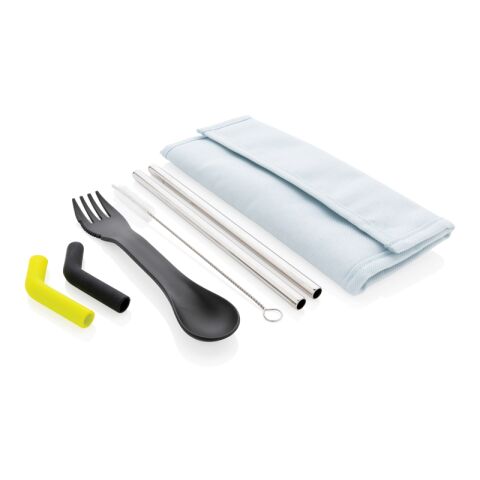 Set pailles 2 pcs et couverts Tierra bleu | sans marquage | non disponible | non disponible