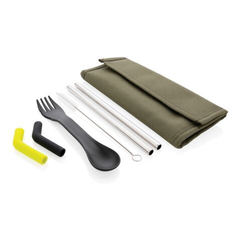 Set pailles 2 pcs et couverts Tierra vert | sans marquage | non disponible | non disponible