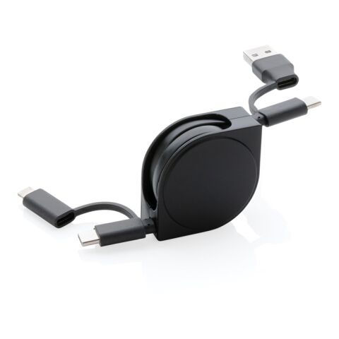 Cable 6 en 1 en TPE et plastique recyclé RCS noir | sans marquage | non disponible | non disponible