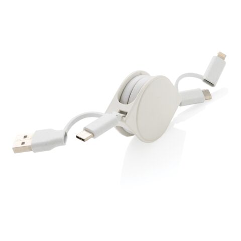 Cable 6 en 1 en TPE et plastique recyclé RCS blanc | sans marquage | non disponible | non disponible