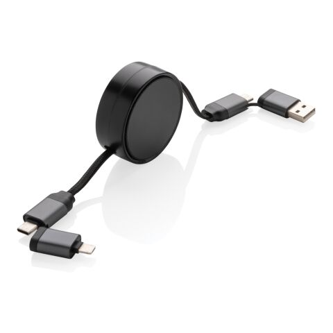 Câble rétractable 6 en 1 en aluminium recyclé Terra RCS gris | sans marquage | non disponible | non disponible