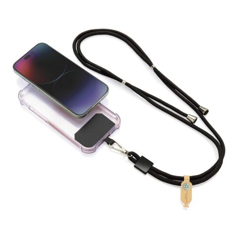 Tour de cou téléphone réglable en rPET recyclé RCS CarryLoop noir | sans marquage | non disponible | non disponible