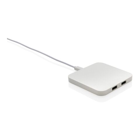 Chargeur 10W avec ports USB en plastique recyclé RCS blanc | sans marquage | non disponible | non disponible