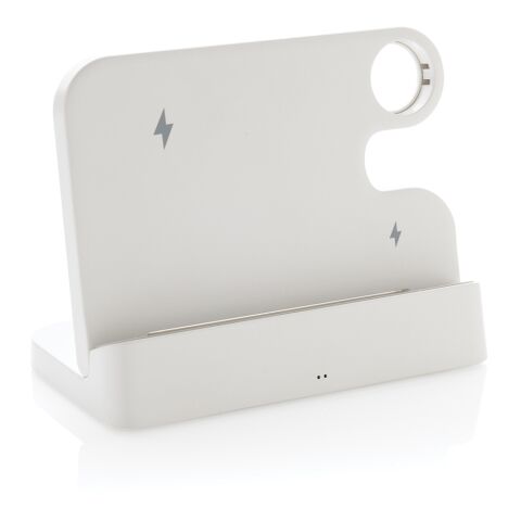 Double chargeur 15W en plastique RCS avec emplacement iWatch blanc | sans marquage | non disponible | non disponible