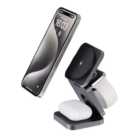 Chargeur 15W pliable 3 en 1 en aluminium recyclé RCS Terra gris | sans marquage | non disponible | non disponible