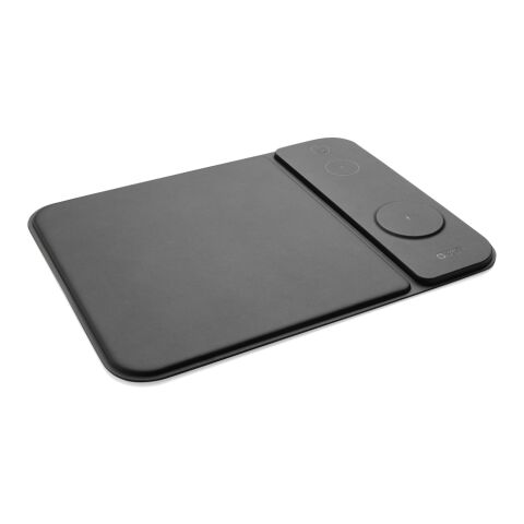 Tapis de souris chargeur 15W 3 en 1 en PU RCS Swiss peak noir | sans marquage | non disponible | non disponible