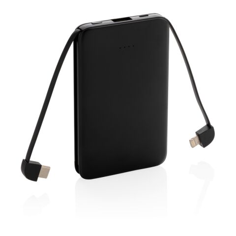 Batterie de secours 5000 mAh avec câble intégré noir