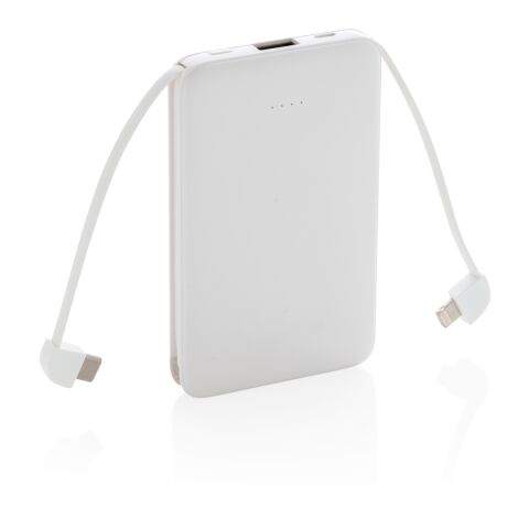 Batterie de secours 5000 mAh avec câble intégré blanc | sans marquage | non disponible | non disponible