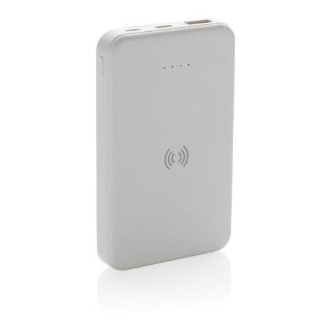 Powerbank 5000mAh avec induction 5W en plastique recyclé RCS blanc | sans marquage | non disponible | non disponible