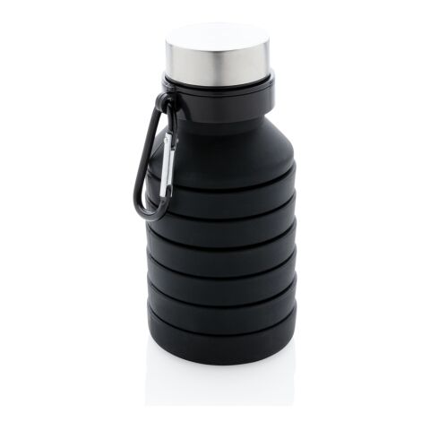 Bouteille en silicone pliable et étanche avec couvercle noir | sans marquage | non disponible | non disponible
