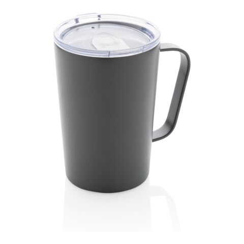 Mug moderne en acier inoxydable recyclé RCS avec couvercle antracite | sans marquage | non disponible | non disponible