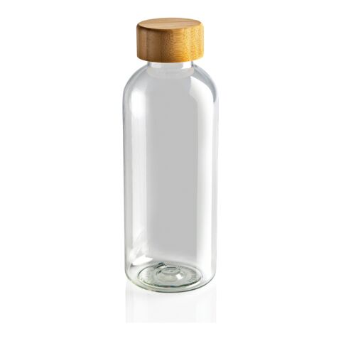 Bouteille en rPET GRS avec couvercle en bambou FSC blanc | sans marquage | non disponible | non disponible
