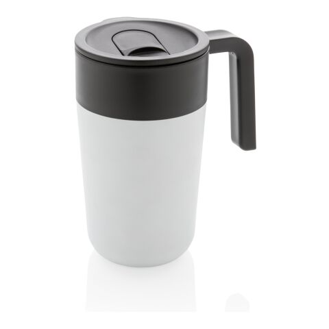 Tasse en acier inoxydable et PP recyclé GRS avec poignée blanc | sans marquage | non disponible | non disponible