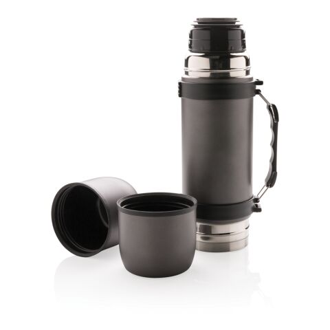 Bouteille isotherme avec 2 tasses anthracite | sans marquage | non disponible | non disponible | non disponible