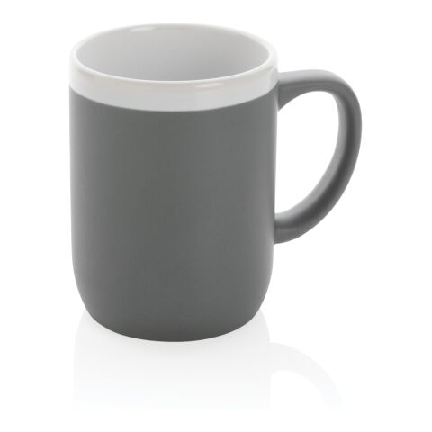 Mug en céramique avec bord blanc gris-blanc | sans marquage | non disponible | non disponible