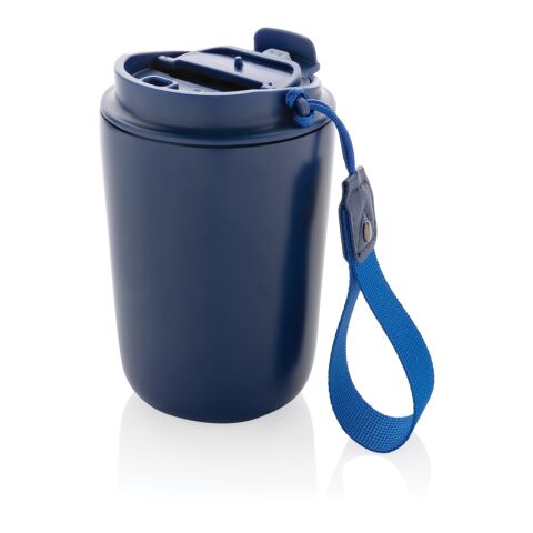 Mug iso en acier inoxydable recyclé RCS avec lanière Cuppa bleu | sans marquage | non disponible | non disponible