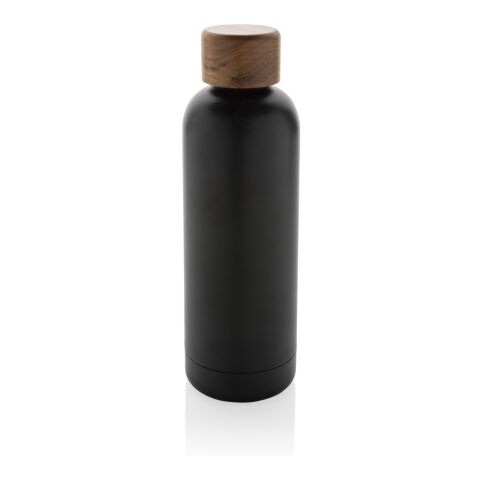 Bouteille iso en acier inoxydable recyclé certifiée RCS Wood noir | sans marquage | non disponible | non disponible