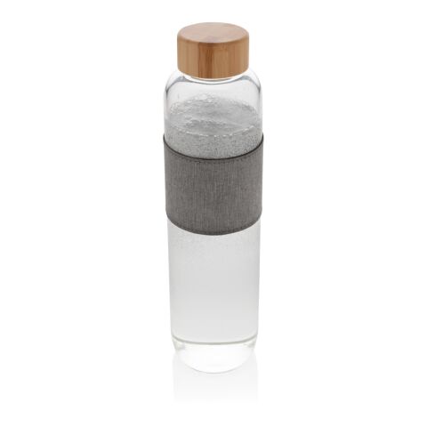 Bouteille en verre avec couvercle en bambou Impact blanc-gris | sans marquage | non disponible | non disponible