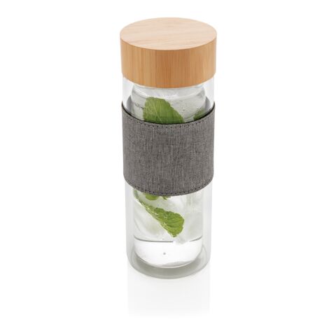 Bouteille à double paroi en verre Impact blanc-gris | sans marquage | non disponible | non disponible