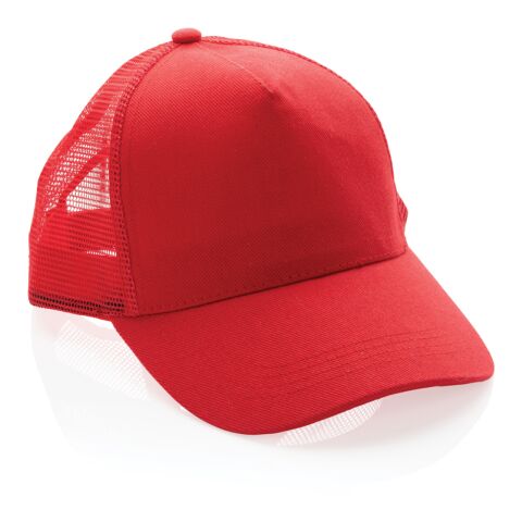 Casquette de routier 5 panneaux coton recyclé Impact AWARE™ rouge | sans marquage | non disponible | non disponible | non disponible