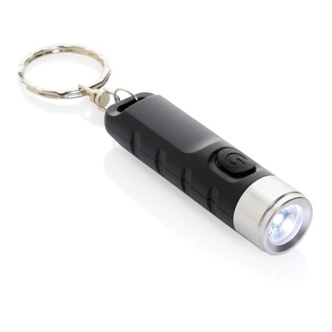 Porte-clés lampe torche charge USB en plastique RCS Globix noir | sans marquage | non disponible | non disponible