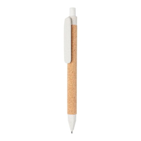 Stylo à bille écoresponsable-recyclé en fibre de paille et liège blanc | sans marquage | non disponible | non disponible
