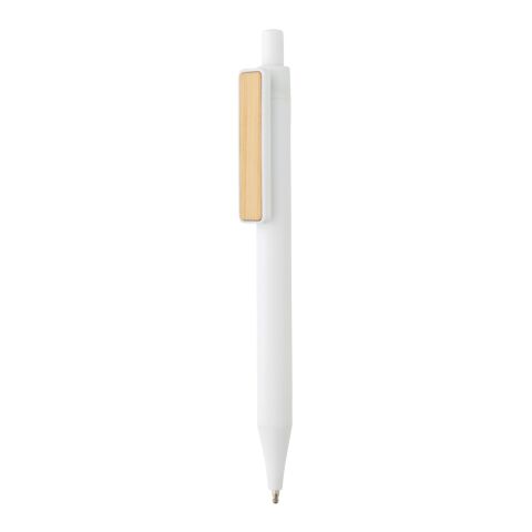 Stylo en ABS recyclé GRS avec clip en bambou blanc | sans marquage | non disponible | non disponible