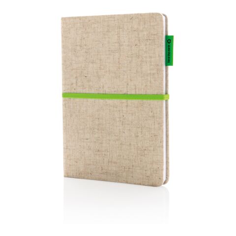 Carnet à couverture en jute et coton A5 vert-vert | sans marquage | non disponible | non disponible