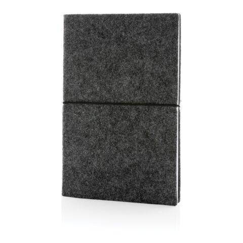 Cahier A5 à couverture souple en feutre recyclé certifié GRS noir | sans marquage | non disponible | non disponible