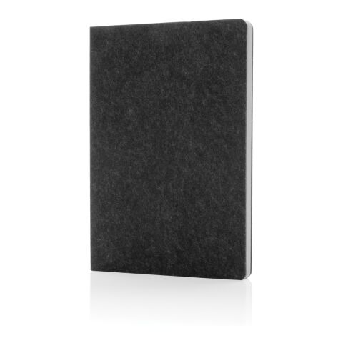 Cahier A5 en feutre recyclé certifié GRS Phrase noir | sans marquage | non disponible | non disponible