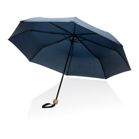 Mini parapluie 20.5&quot; rPET 190T poignée bambou Impact AWARE™ bleu marine | sans marquage | non disponible | non disponible