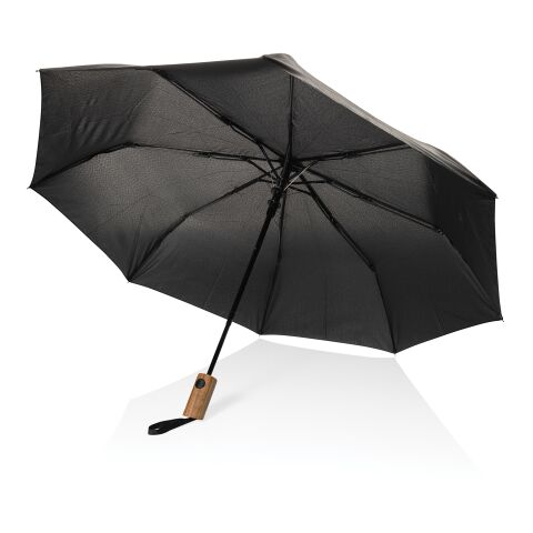 Mini parapluie 21&quot; à ouverture auto en bois d&#039;acacia Kaycey noir | sans marquage | non disponible | non disponible