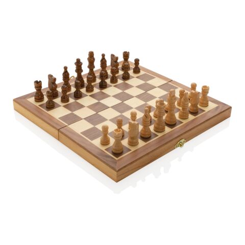 Jeu d&#039;échecs pliable en bois FSC® marron | sans marquage | non disponible | non disponible