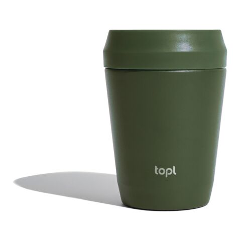 Mug 235 ml avec couvercle 360 en acier recyclé Topl vert | sans marquage | non disponible | non disponible