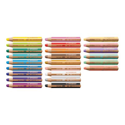 Crayons de couleur 3 en 1 STABILO® Woody, set avec taille-crayon