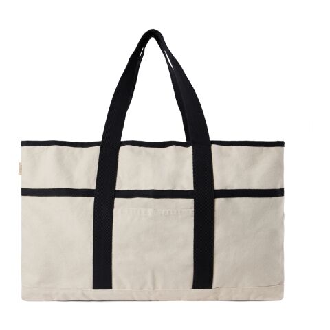 VINGA Sac de plage en toile recyclée AWARE™ Volonne blanc cassé-noir | sans marquage | non disponible | non disponible | non disponible