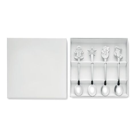 Set  4 cuillères à thé de Noël argent mate | sans marquage | non disponible | non disponible