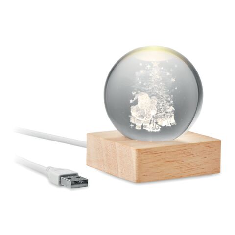 Boule de Noël verre avec LED bois | sans marquage | non disponible | non disponible
