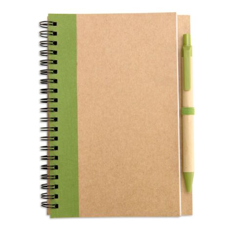 Carnet de note en papier recyclé avec stylo - pages blanches lime | sans marquage | non disponible | non disponible | non disponible