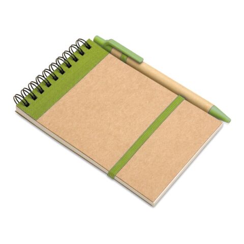 Bloc-notes recyclé et stylo lime | sans marquage | non disponible | non disponible | non disponible
