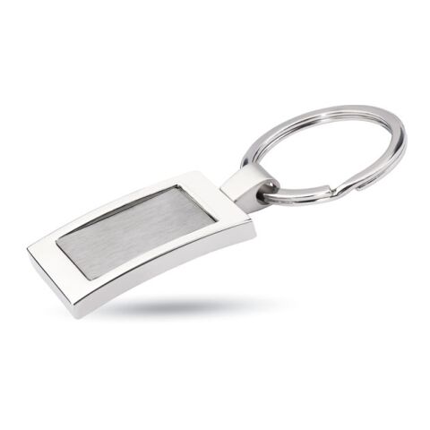 Porte-clés rectangulaire métal argent mate | sans marquage | non disponible | non disponible